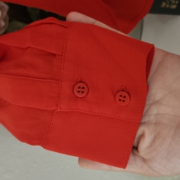 Gianni Bini Burnt Orange High Low blouse small Oversized Flowy Lagenlook Career - Picture 7 of 9